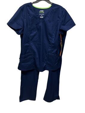 Landau ProFlex Navy with Lime Trim Scrub Set Size L